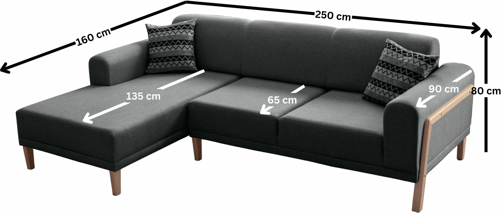 Këndare Atelier del Sofa, ngjyrë latte-relaks, kënd i majtë, anthracite