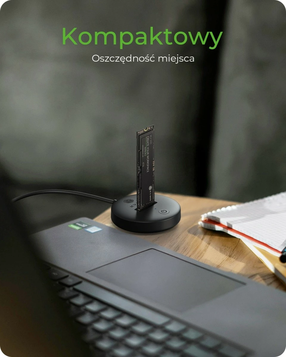 Docking station IcyBox IB-1610MCD-C31 për SSD NVMe/SATA M.2, USB Type-C, Zi