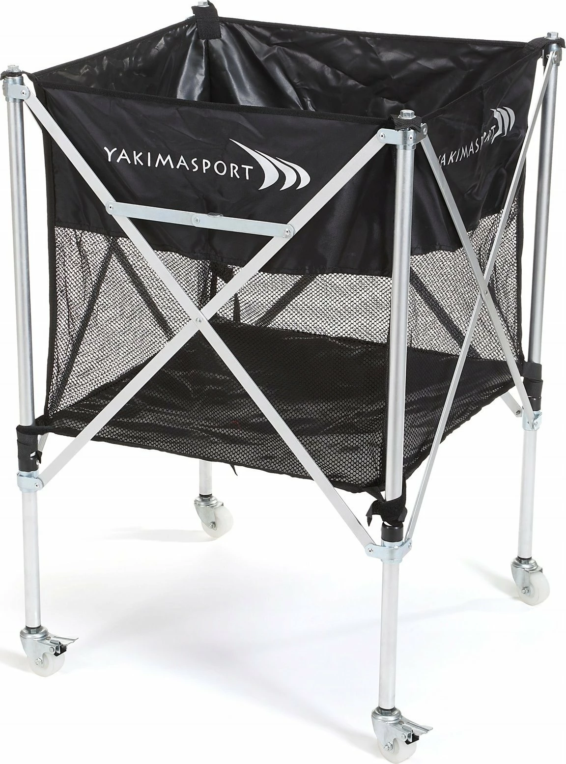 Troli shportë për topa YakimaSport 100460, kapacitet 20-24 topa nr.4-5, i palosshëm, i zi