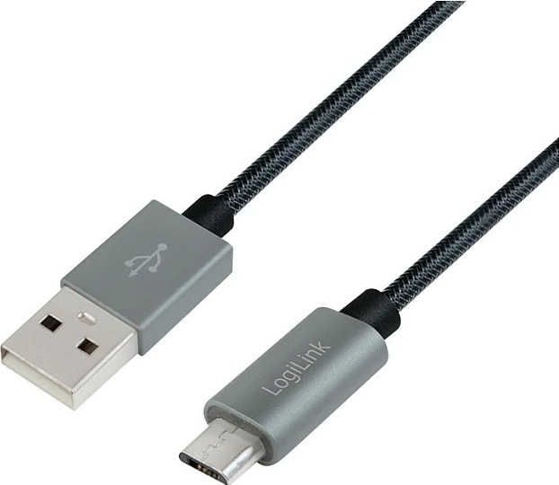 Kabllo USB LogiLink USB 2.0 USB-A në Micro-USB, 2 m, e thurur najloni, e zezë