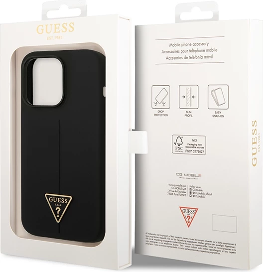 Mbështjellës Guess GUHCP14LSLTGK për iPhone 14 Pro 6.1", silikon, i zi