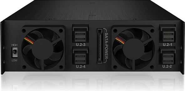 Kafaz SSD ICY BOX IB-2242U2K, 5.25", 4x 2.5" U.2 NVMe, hot-swap, me çelës, i zi