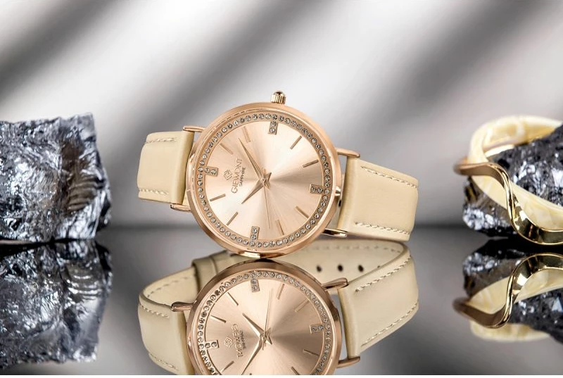 Orë dore femrash Giewont GW5390-A5, rose gold, rrip lëkure, set