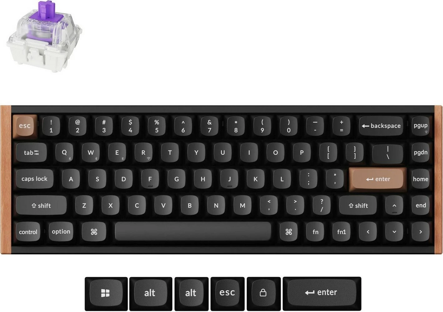 Tastierë Keychron K6H 65% magnetike, RGB, wireless/wired, dru, kafe