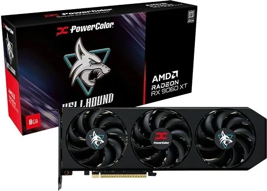Kartë grafike PowerColor RX 9060 XT 8GB, GDDR6, 3 fan, E zezë
