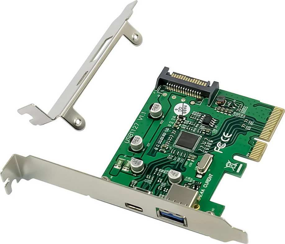 Kartë zgjerimi PCIe Conceptronic, PCIe 3.0, 1x USB-C + 1x USB-A USB 3.2 Gen 2 10Gbps, e gjelbër