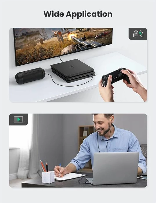 Adapter audio USB UGREEN 80864, USB 2.0 në 3.5mm TRRS (dëgjim + mikrofon), ALC4030, argjendtë