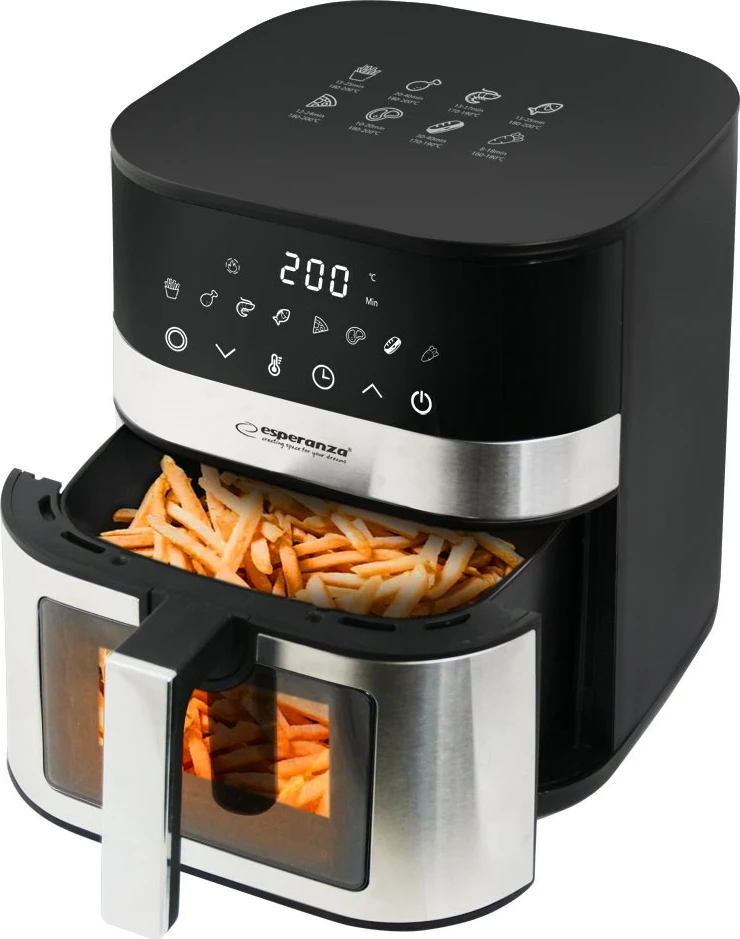 Fritezë me ajër të nxehtë Esperanza EKA003, 5L, 1400W, Inox, e zezë
