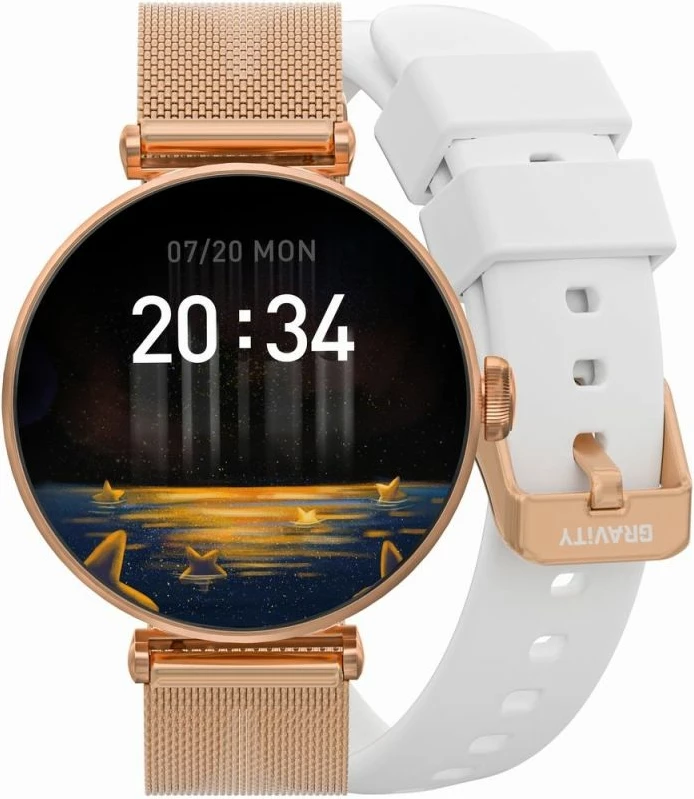 Smartwatch Gravity unisex, rozë e bardhë
