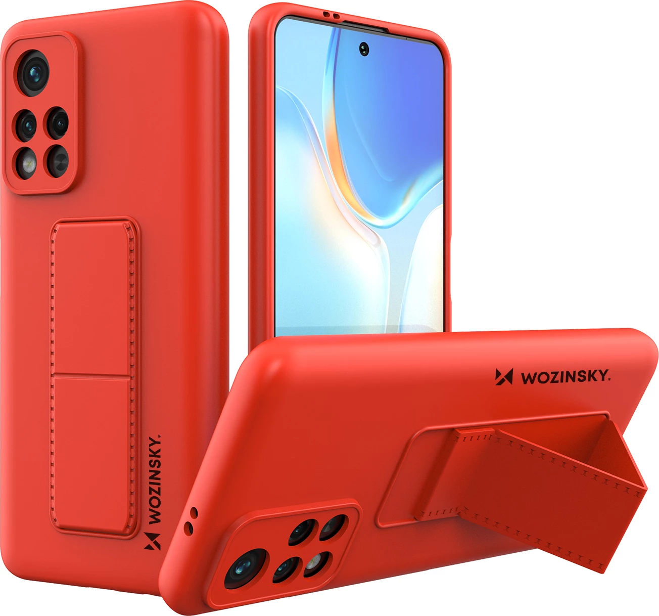 Mbështjellës Wozinsky Kickstand Case për Xiaomi Poco M4 Pro 5G, silikon, kuq
