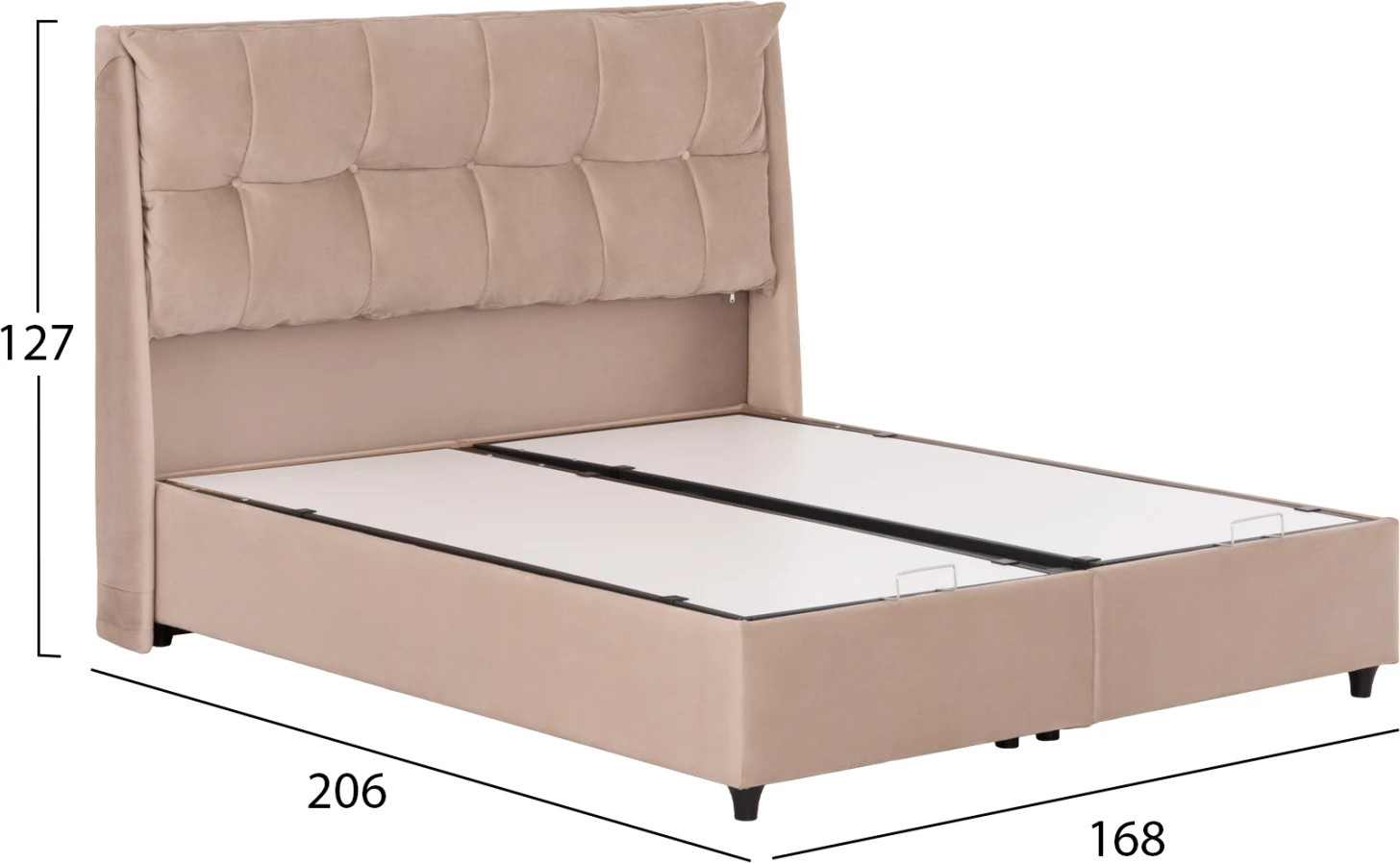 Krevat me hapësirë për depo, kadife bezhë, DREAMLET FH716, për dyshek 160x200cm