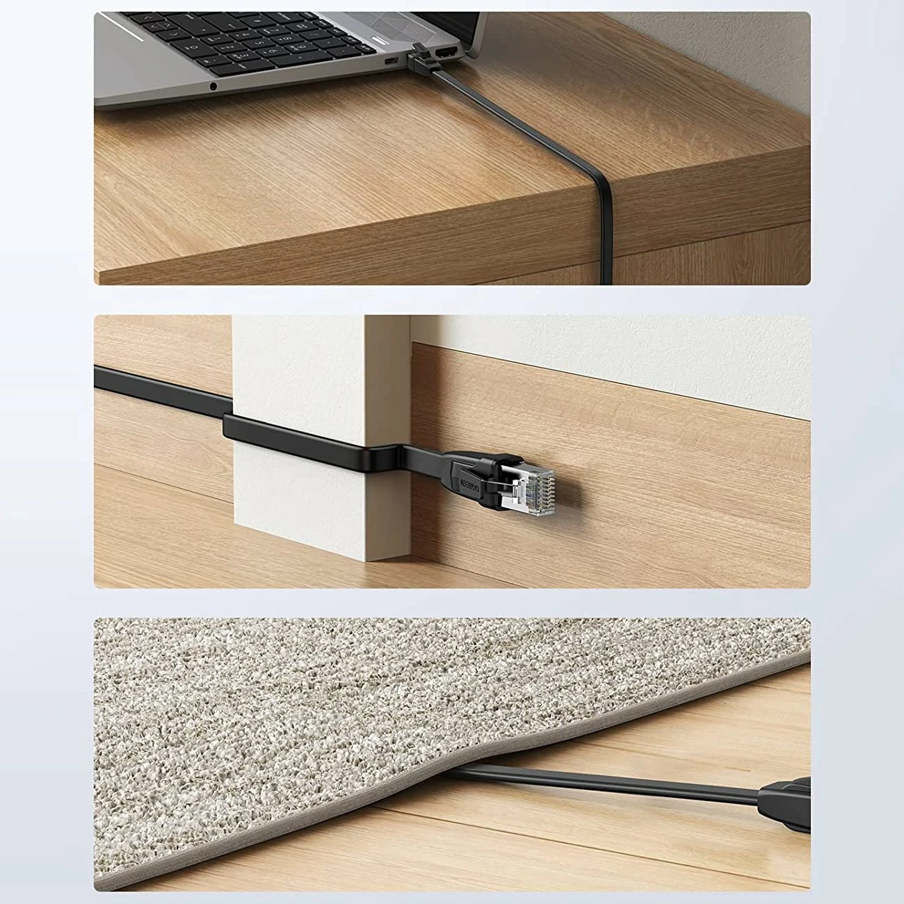 Kabllo rrjeti Ugreen NW102 50175, Cat 6, 3m, e zezë