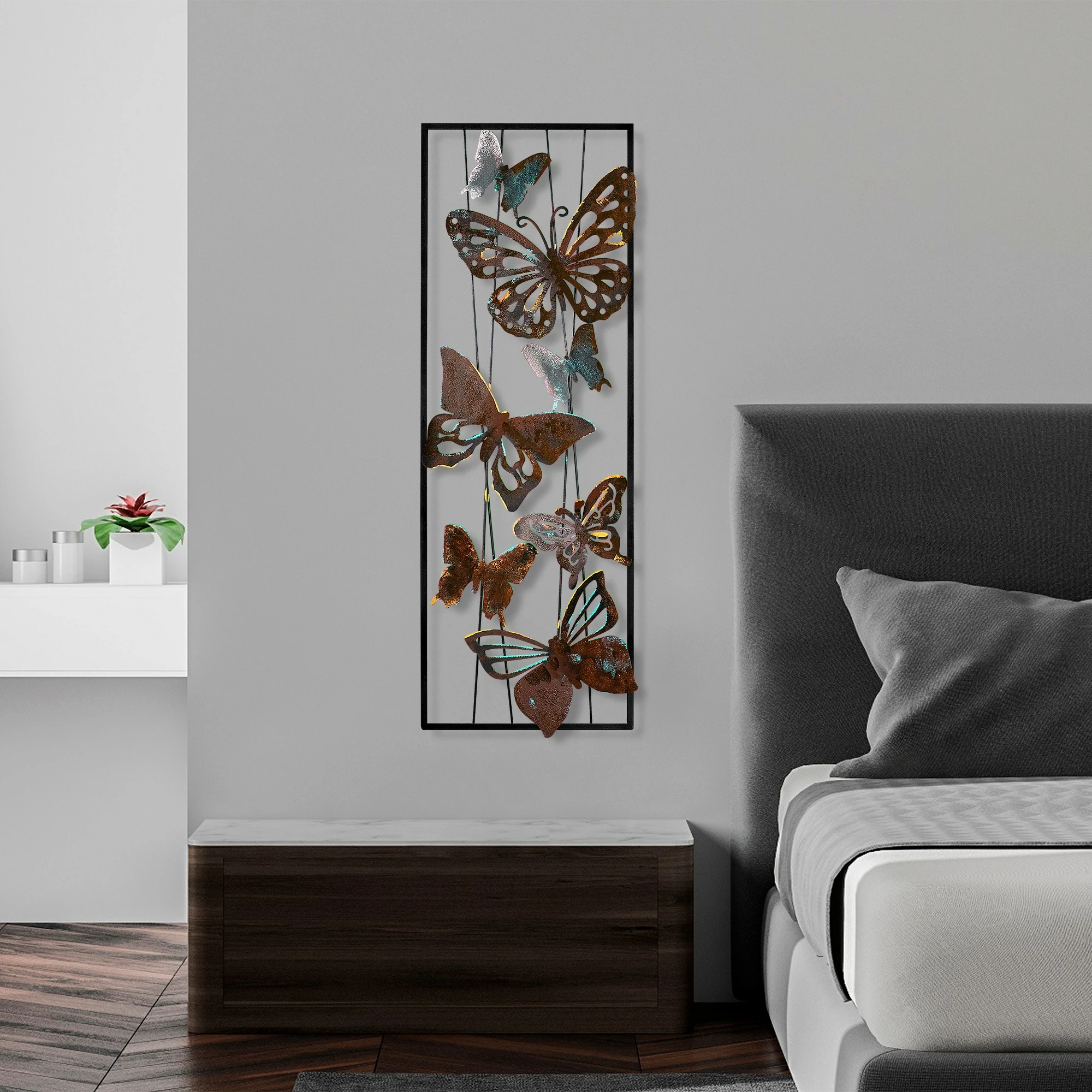 Aksesor metalik dekorativ për mur, flutura, Wallity, Kelebek 3
