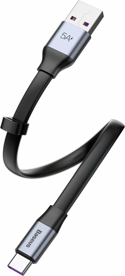 Kabllo USB-C Baseus Simple CATMBJ-BG1, 23cm, 40W, e zezë/argjendtë