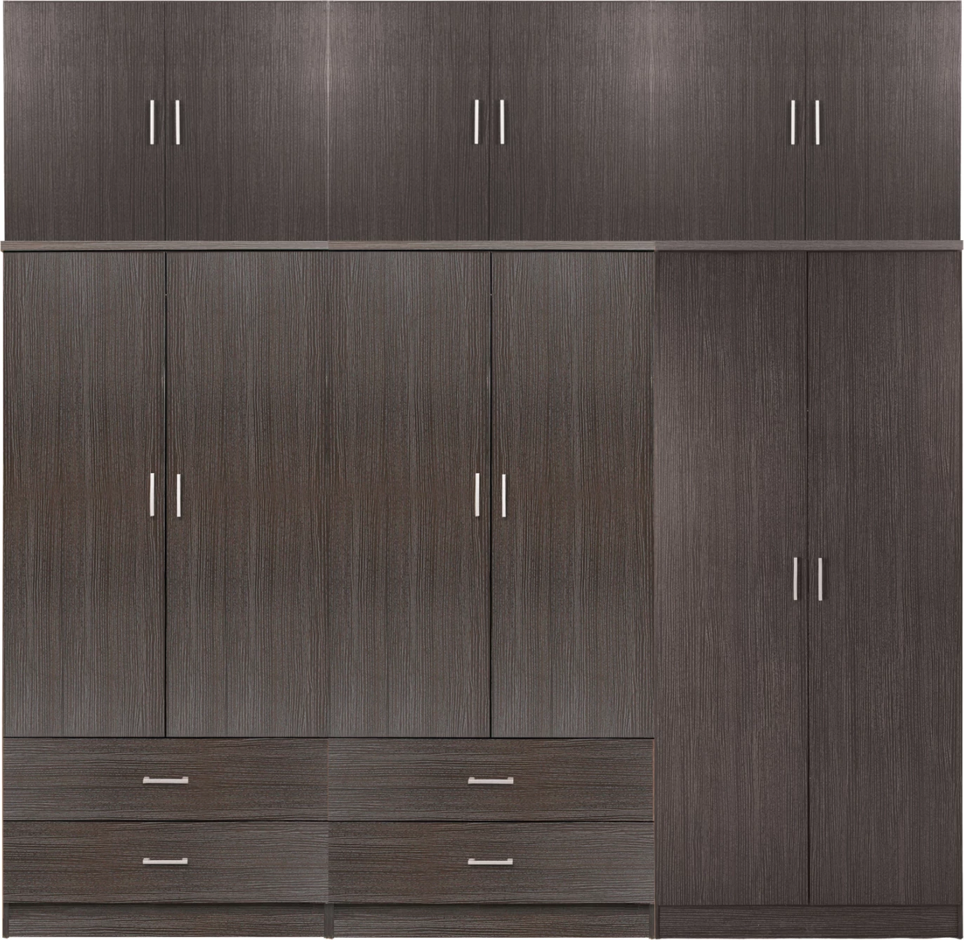 Dollap REINA FH21063.01 6-dyer-4 sirtarë-kabinet i sipërm-melaminë ngjyrë Zebrano 240x43x241Hcm