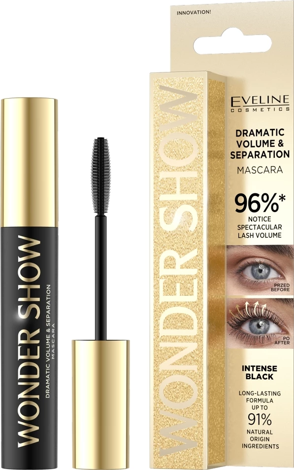 Maskarë për femra Eveline Cosmetics Wonder Show Volumizing and Separating, e zezë, 7ml