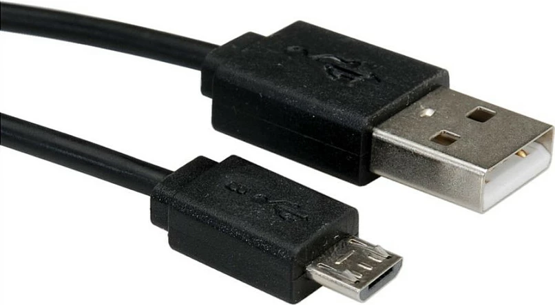 Kabllo USB ROLINE USB 2.0 A në Micro-USB B, 1 m, spirale, e zezë
