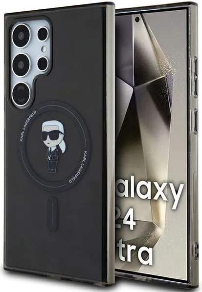 Mbështjellës Karl Lagerfeld IML Ikonik MagSafe për Samsung Galaxy S24 Ultra, i zi