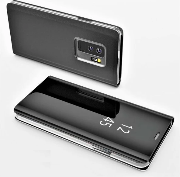 Mbështjellës ONASI Clear View wallet për Huawei P40 Lite E, me stand, i zi