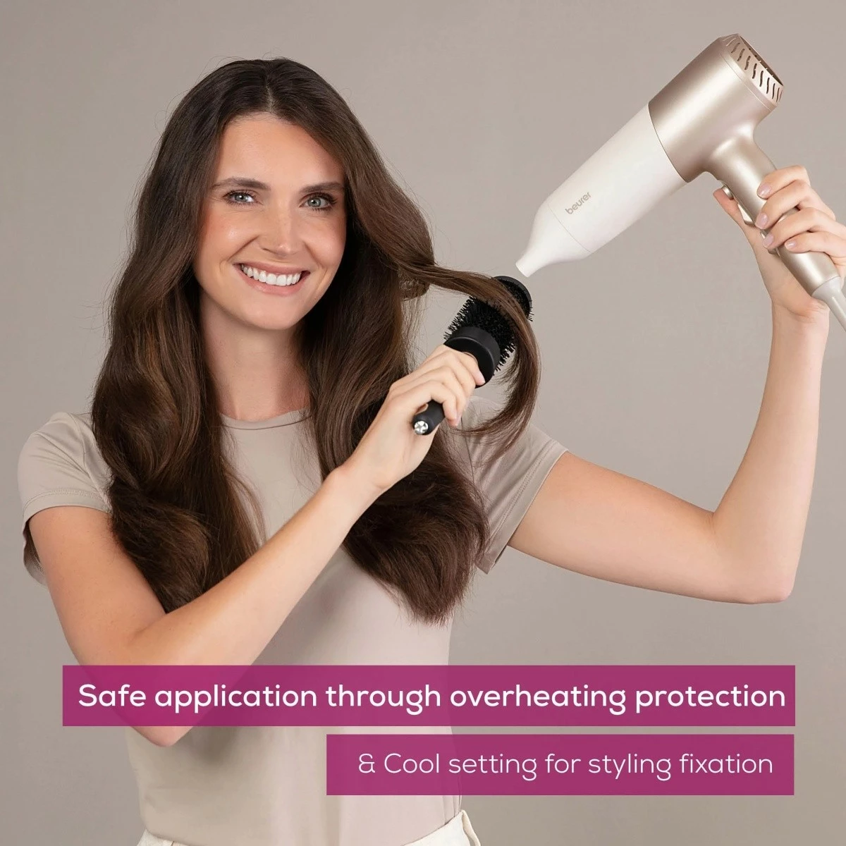 Fen Beurer HC70 2100W me jonizim, difuzor + koncentrator, Gold, set me çantë