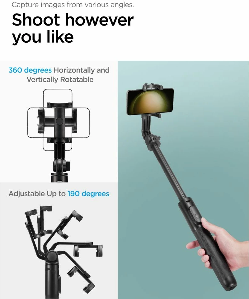 Selfie stick me tripod Spigen S560W me Bluetooth, i zi