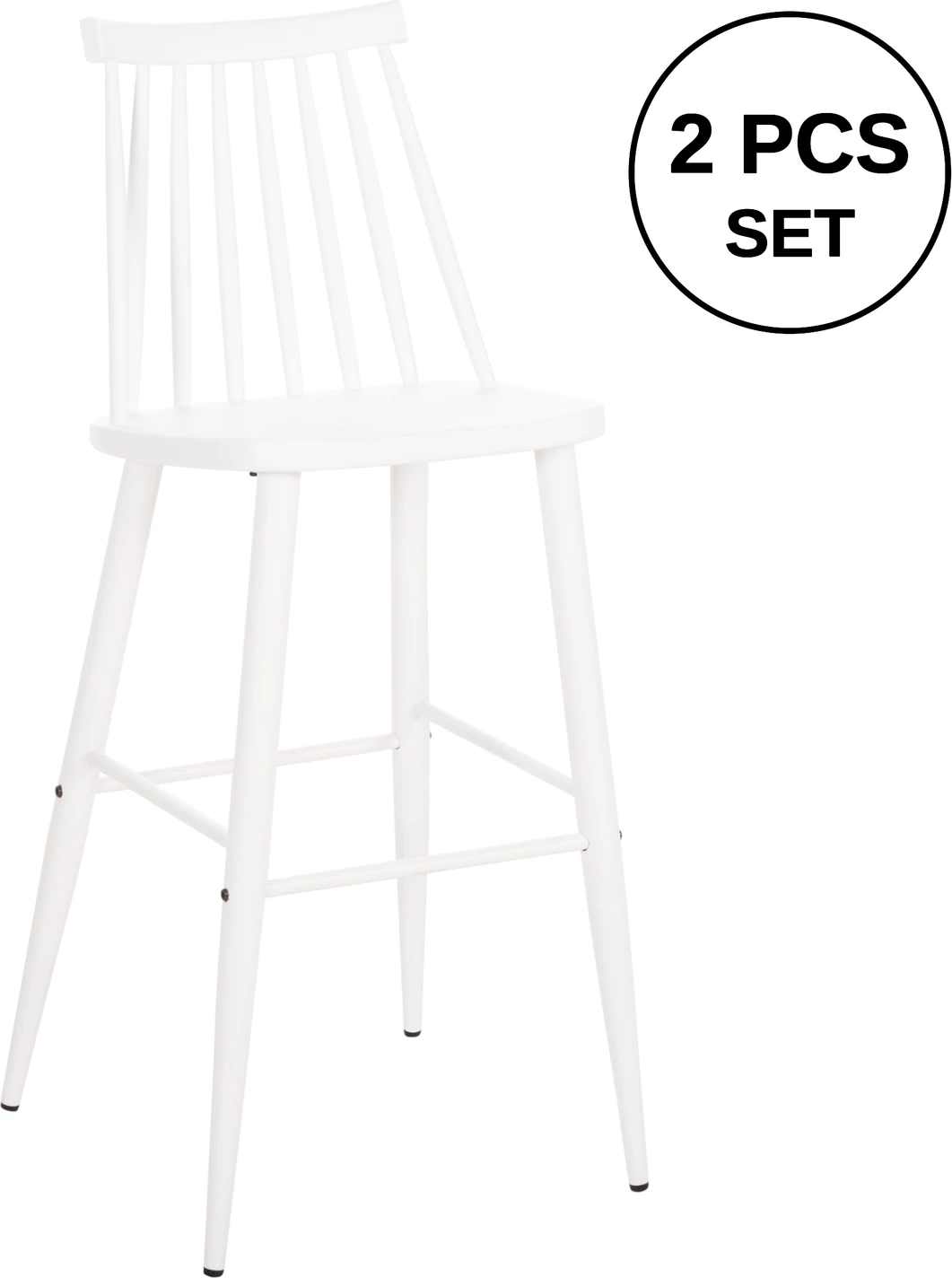 Karrige për bar, vend i lartë, VANESSA FH8459.11, PP e bardhë & këmbë metali të bardha, 47x48,5x107H cm., set prej 2 copë