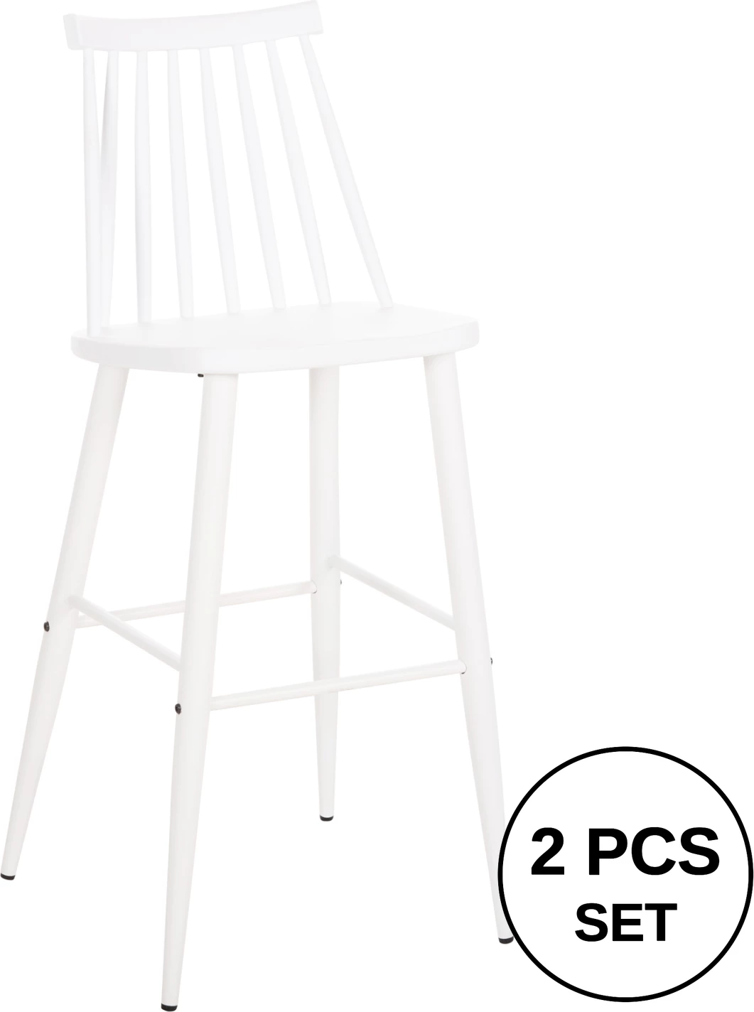 Karrige për bar, vend i lartë, VANESSA FH8459.11, PP e bardhë & këmbë metali të bardha, 47x48,5x107H cm., set prej 2 copë