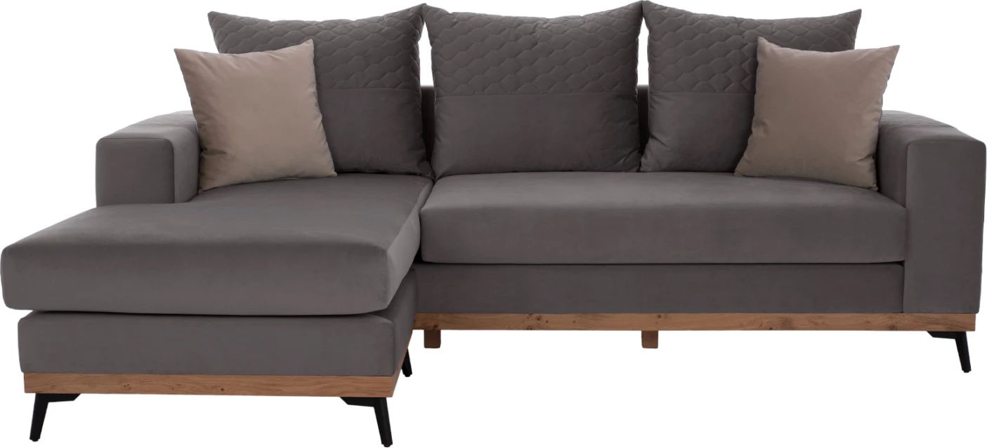 Divan qoshe PORTOFINO, ngjyrë gri, këmbë të larta