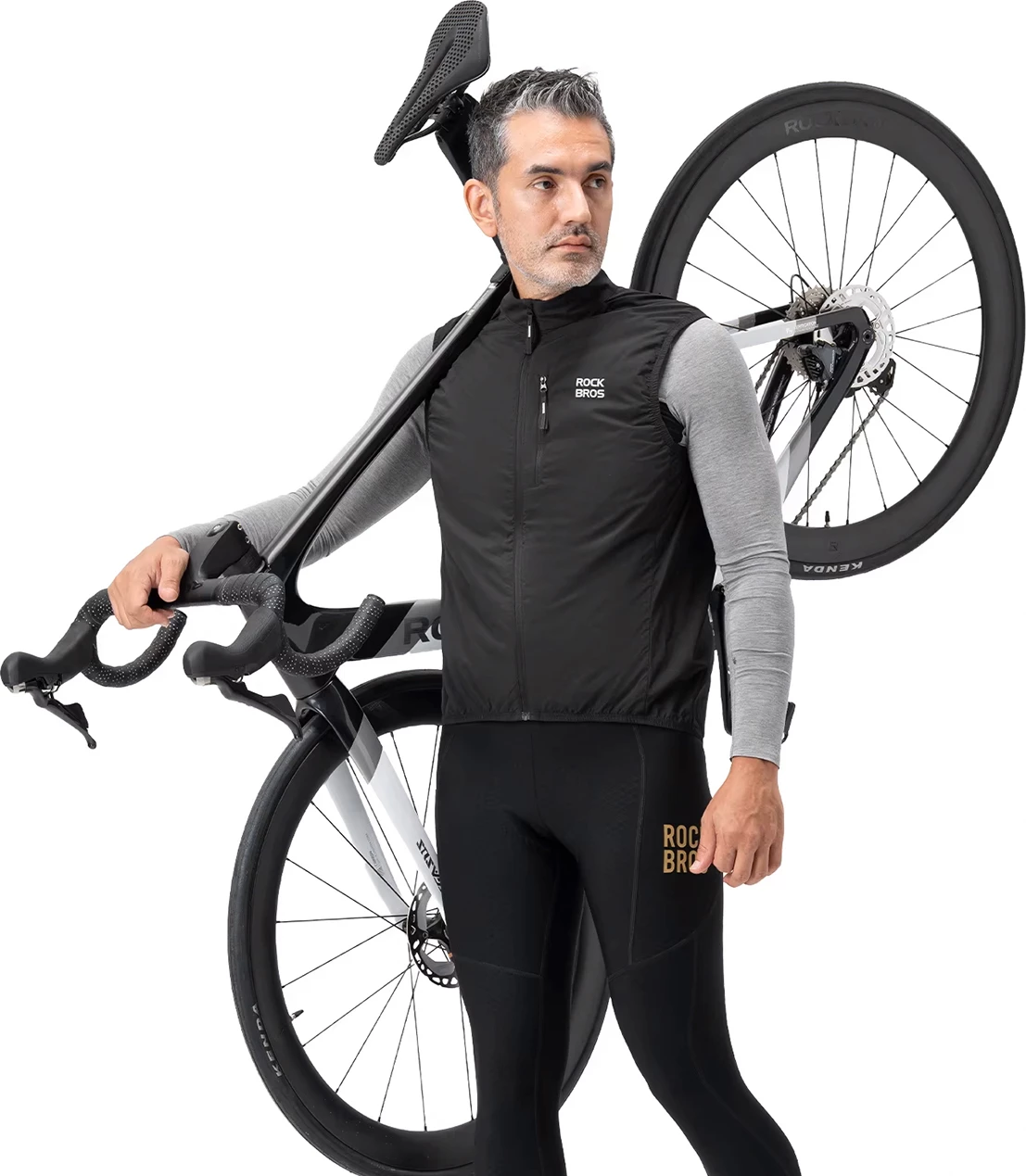 Jelek termik për çiklizëm Rockbros MJ012, kundër erës, me mesh breathable, palosshëm, XXXL, i zi