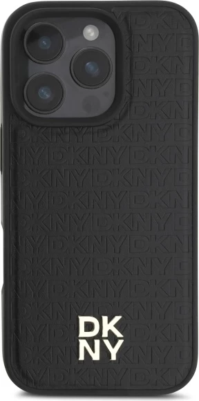 Mbështjellës DKNY Repeat Pattern Stack Logo MagSafe për iPhone 16 Pro Max, i zi