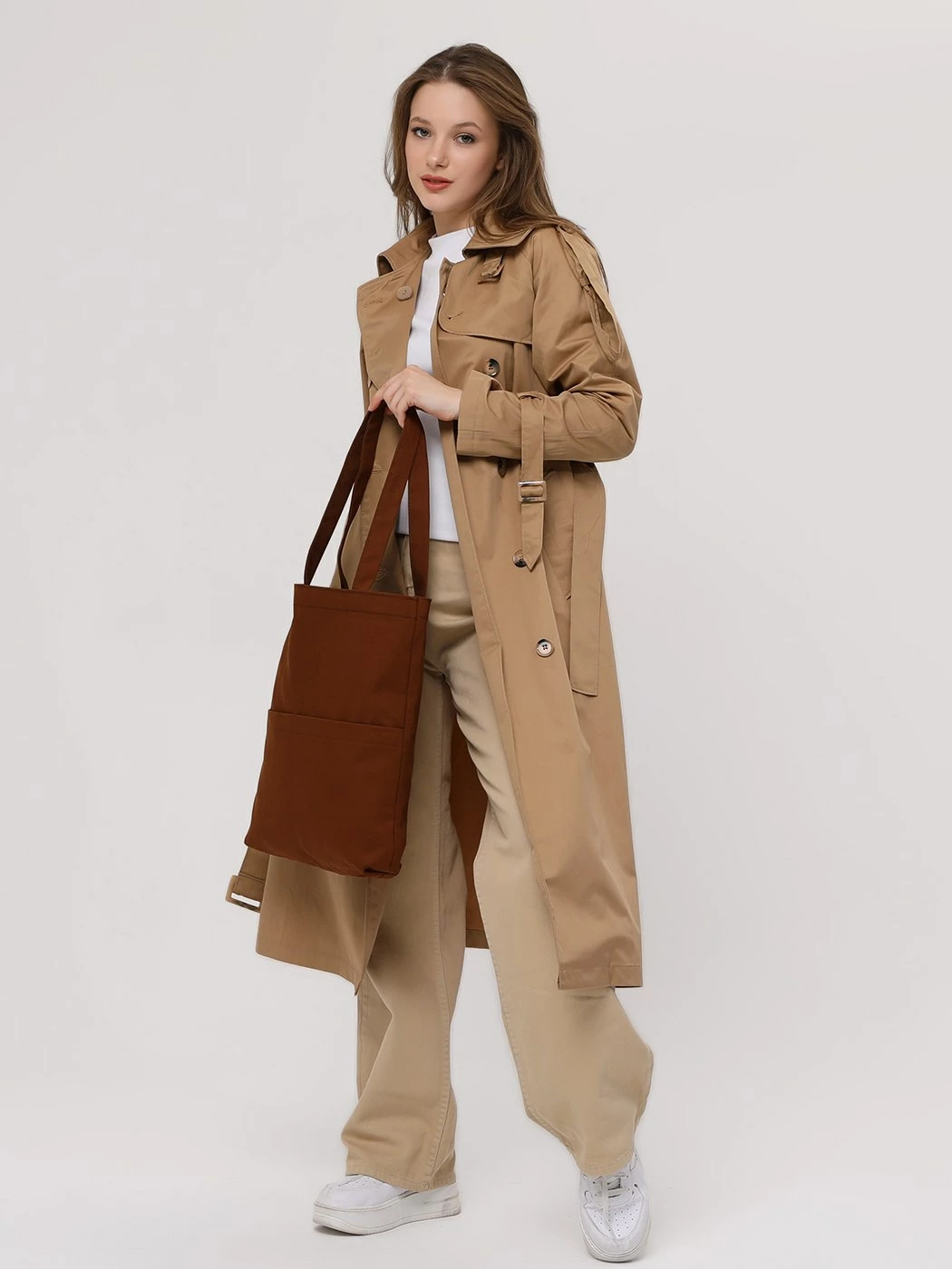 Çantë tote Zoozie Bags, ngjyrë kafe e errët, 2070