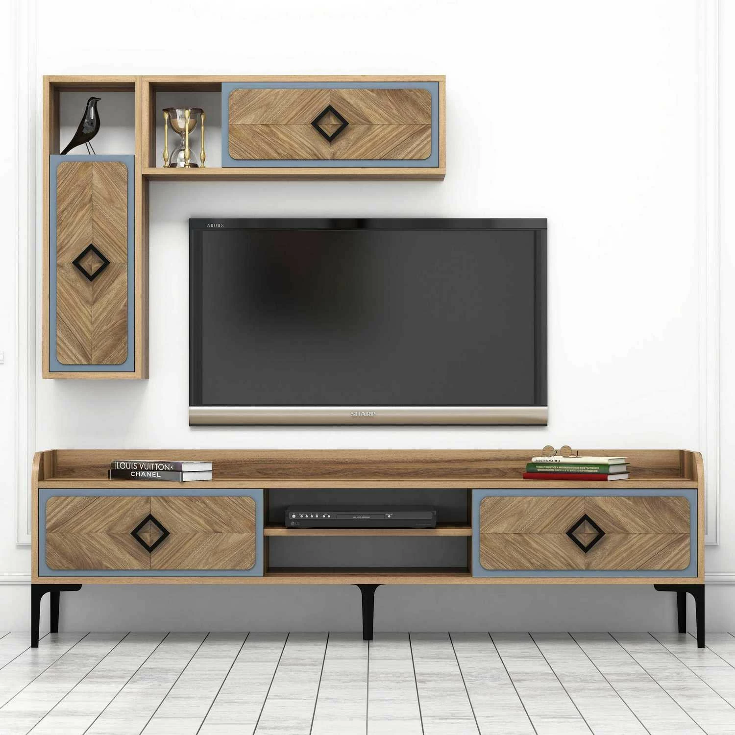 Komodë TV Hanah Home Samba, ngjyrë arre dhe blu