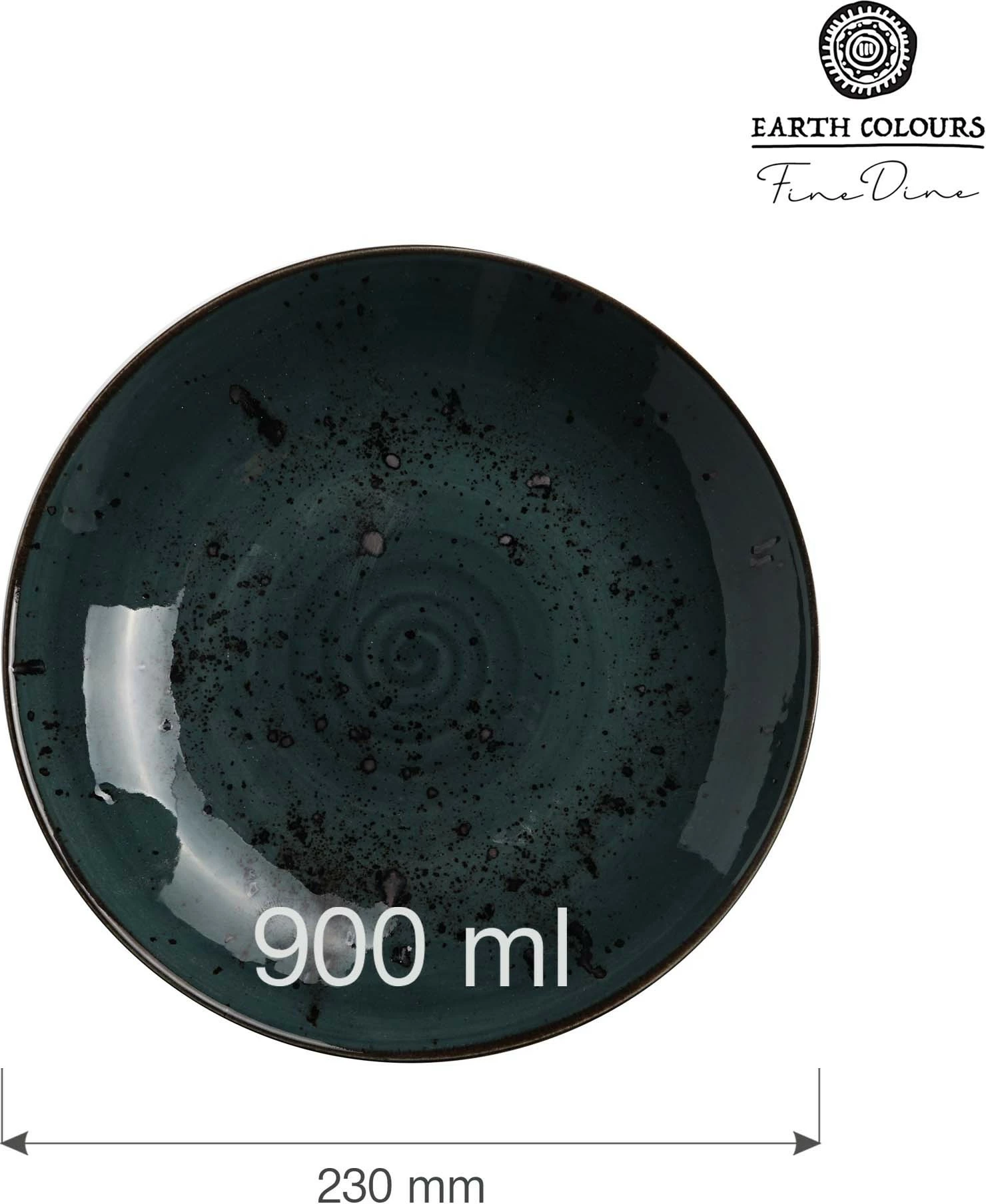 Pjatë coupe e thellë Fine Dine Arando 230 mm / 900 ml, porcelan, gri, set 6 copë