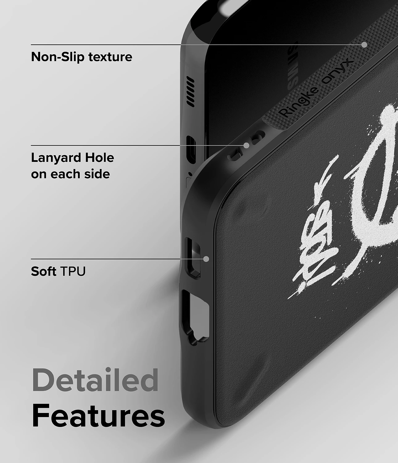 Mbështjellës Ringke Onyx Design për Samsung Galaxy S22 Plus, Graffiti, i zi