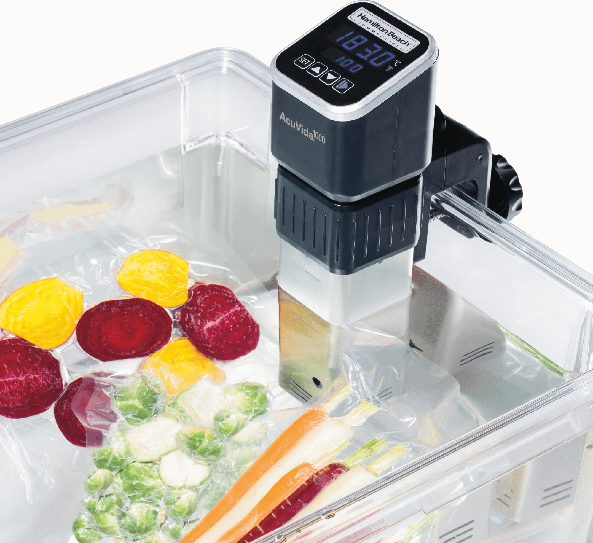 Cirkulator zhytës sous vide, Hamilton Beach Commercial, AcuVide1000, 1200 W, deri 30 L, IPX7, ekran me prekje