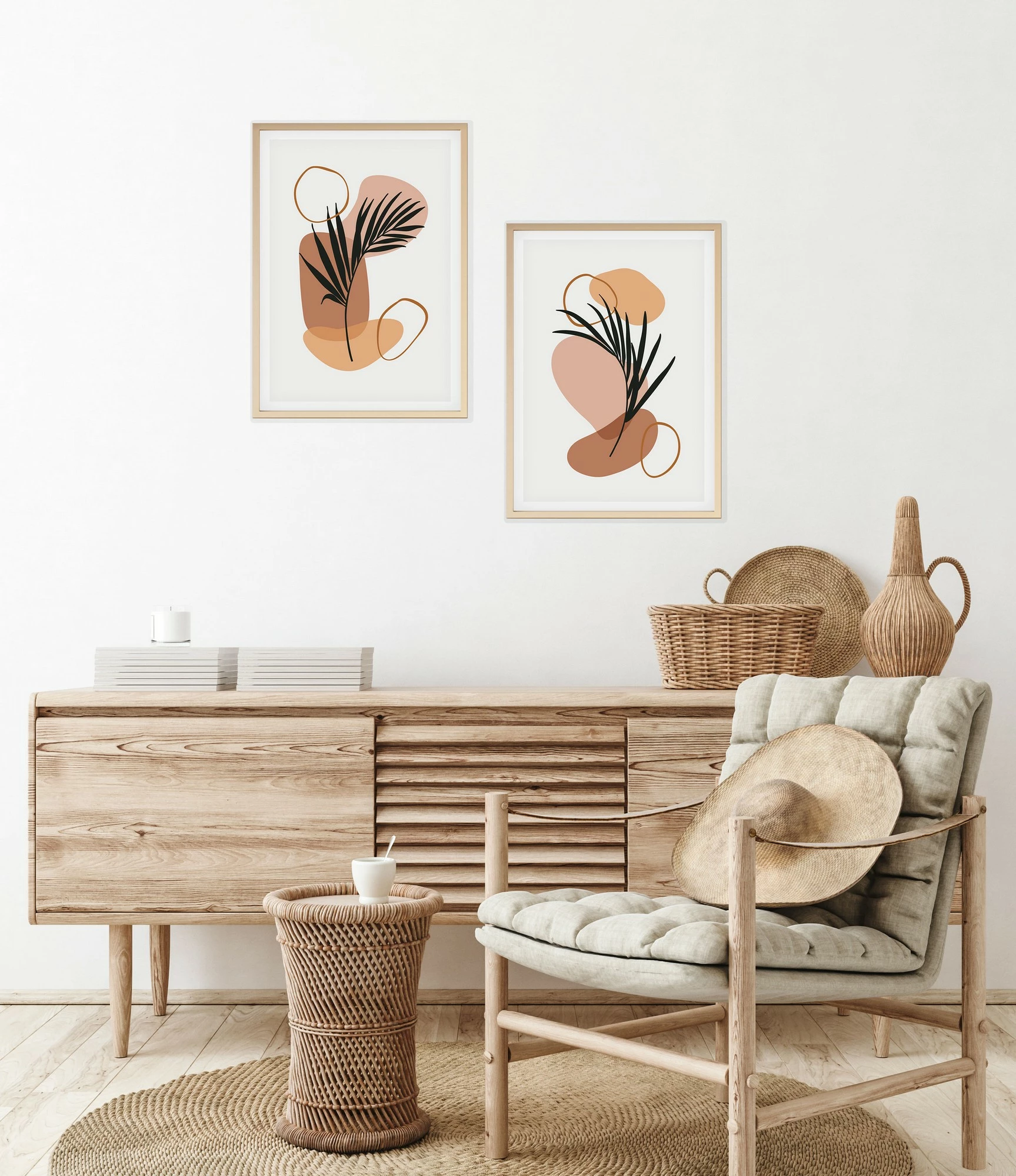 Piktura dekorative me kornizë, 2 copë, MDF, Wallity, Huhu127, 20x30cm