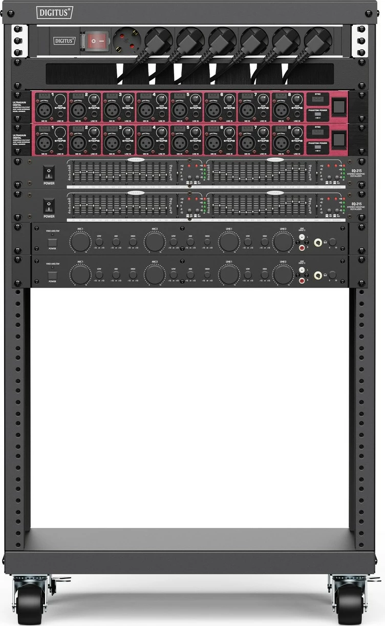Kasë rrjeti Digitus 19 inç, 16HE, me rrota, e zezë
