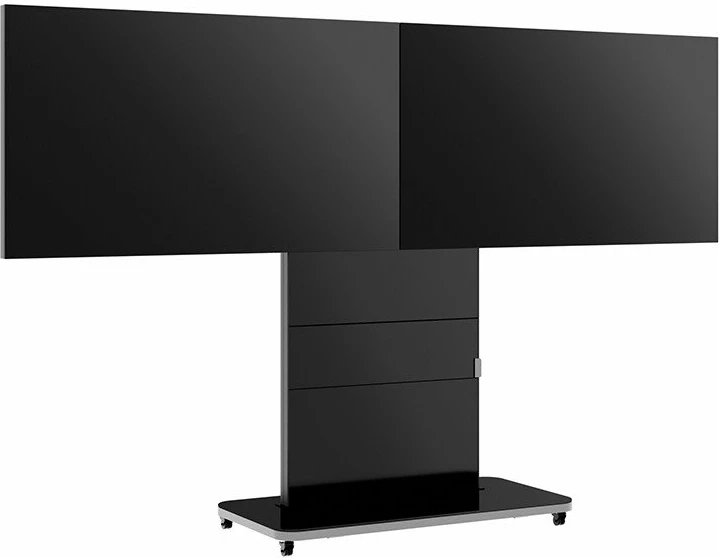 Mbajtëse dyshemeje për 2 TV Hagor Pro-Tower L Dual 55"-65", 2x55 kg, VESA 200x200-600x400, e zezë