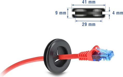 Gromet kabllosh DeLOCK 67328, Ø32 mm, plastik, e zezë