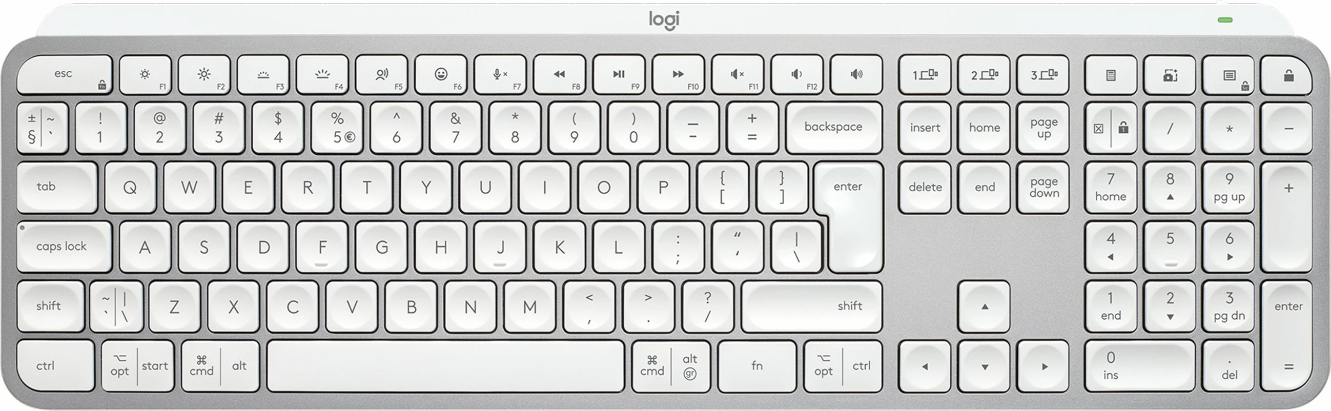 Tastierë Logitech MX Keys S, Wireless, Bluetooth, LED, QWERTY, Alumini, Bardhë