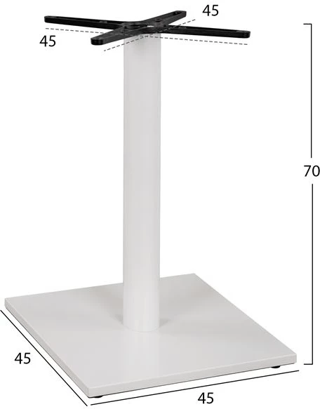Bazë metalike e bardhë mat 45x45x70 me kryq 45x45 dhe rregullues FH438.02