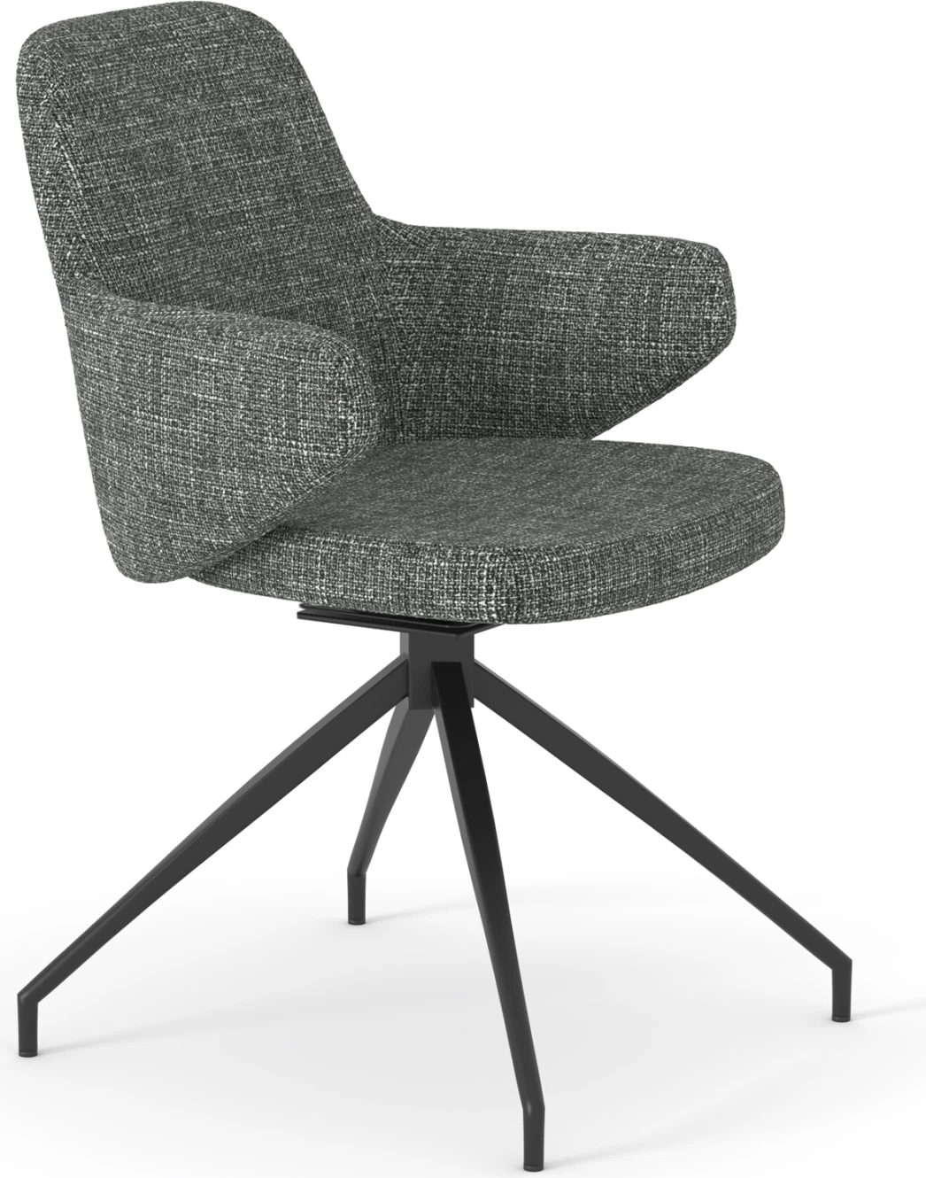 Karrige rrotulluese për ngrënie Dominion, stof gri e çelët, këmbë metalike të zeza, SM18104.02, 58x60x87cm