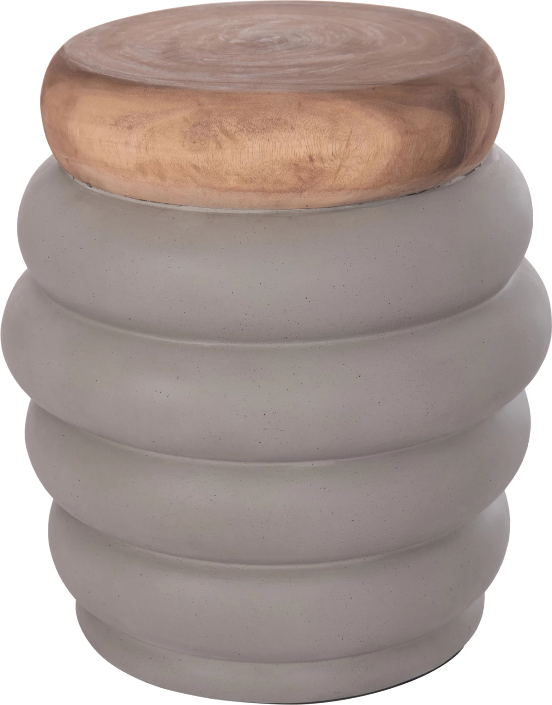 Tavolinë anësore PUFFAT, fibër-cement gri, sipërfaqe dru tik, FH18172.03, 45x46cm