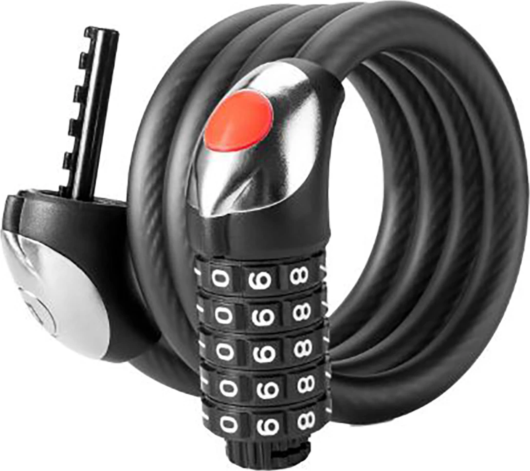 Dryn kabllor për biçikletë Rockbros RKS531, kod 5-shifror, 120 cm, LED, i zi