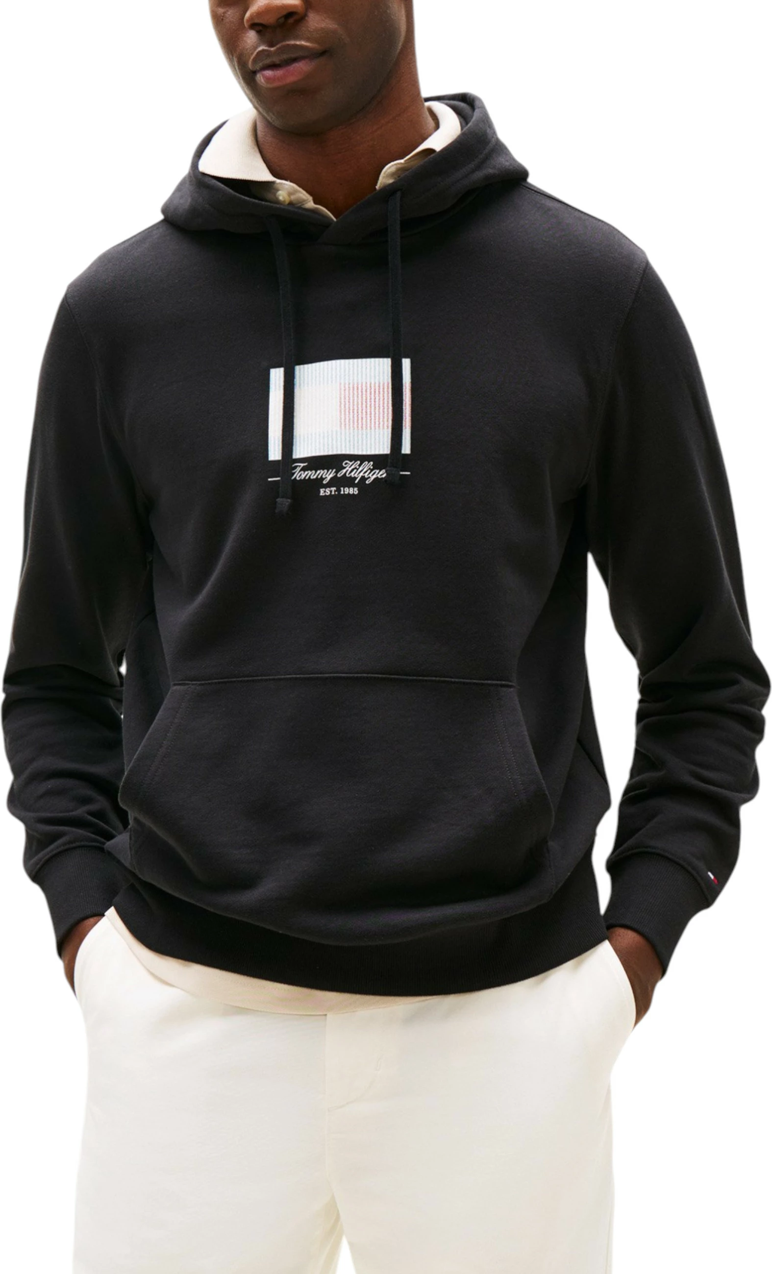 Duks me kapuç për meshkuj Tommy Hilfiger Ithaca Flag MW0MW39377, i zi
