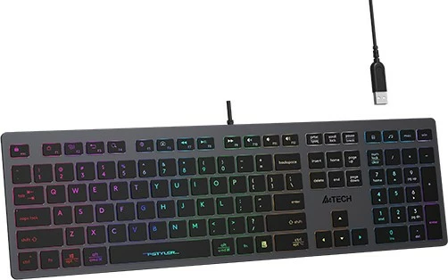 Tastierë A4 Tech FStyler FX60H me ndriçim neon, me kabllo, Gri