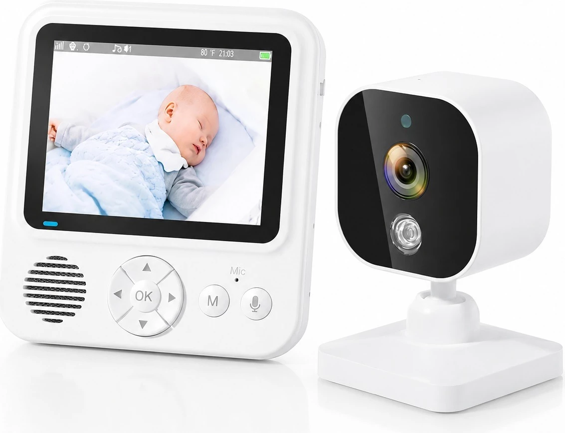 Kamerë Baby Monitor me ekran 3.5 inc, vizion nate dhe Kontroll në Distancë