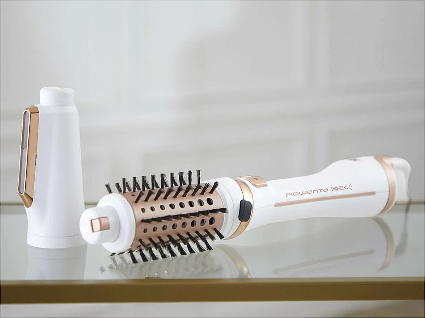 Furçë me ajër të nxehtë Rowenta Brush Activ Ultimate Care CF9720, rrotulluese, jonike, 3 shpejtësi/temperatura, bakër/bardhë