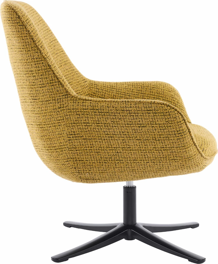 Fotelje rrotulluese TIFFANY, e verdhë me dizajn, 80x75x90cm