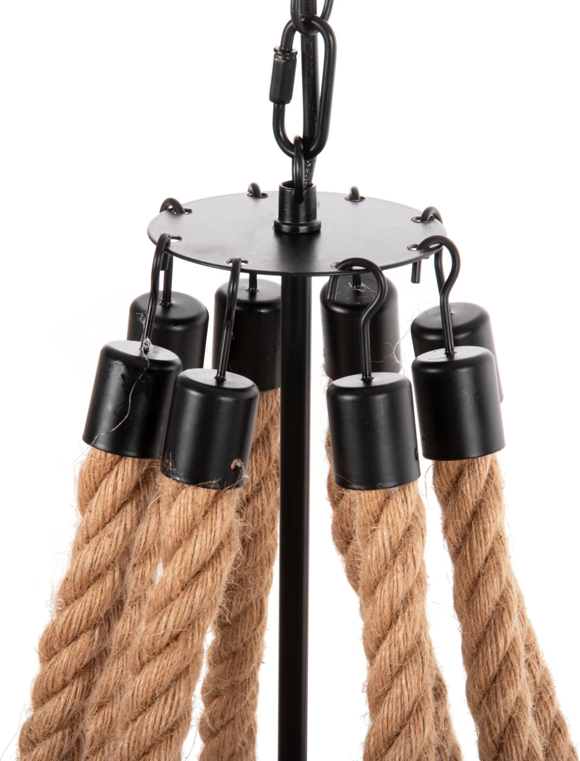 Llambadar tavani 8-drita FH4178 litar dhe metal i zi 84x84x121Hcm